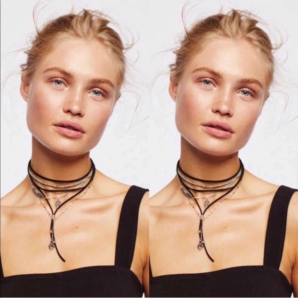Free People Jayden Charm Leather Bolo Necklace
